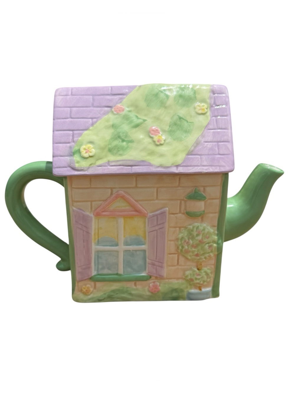 Ganz Cottage House Ceramic Teapot Pastel Cottagecore Fairy Garden Decor Vintage